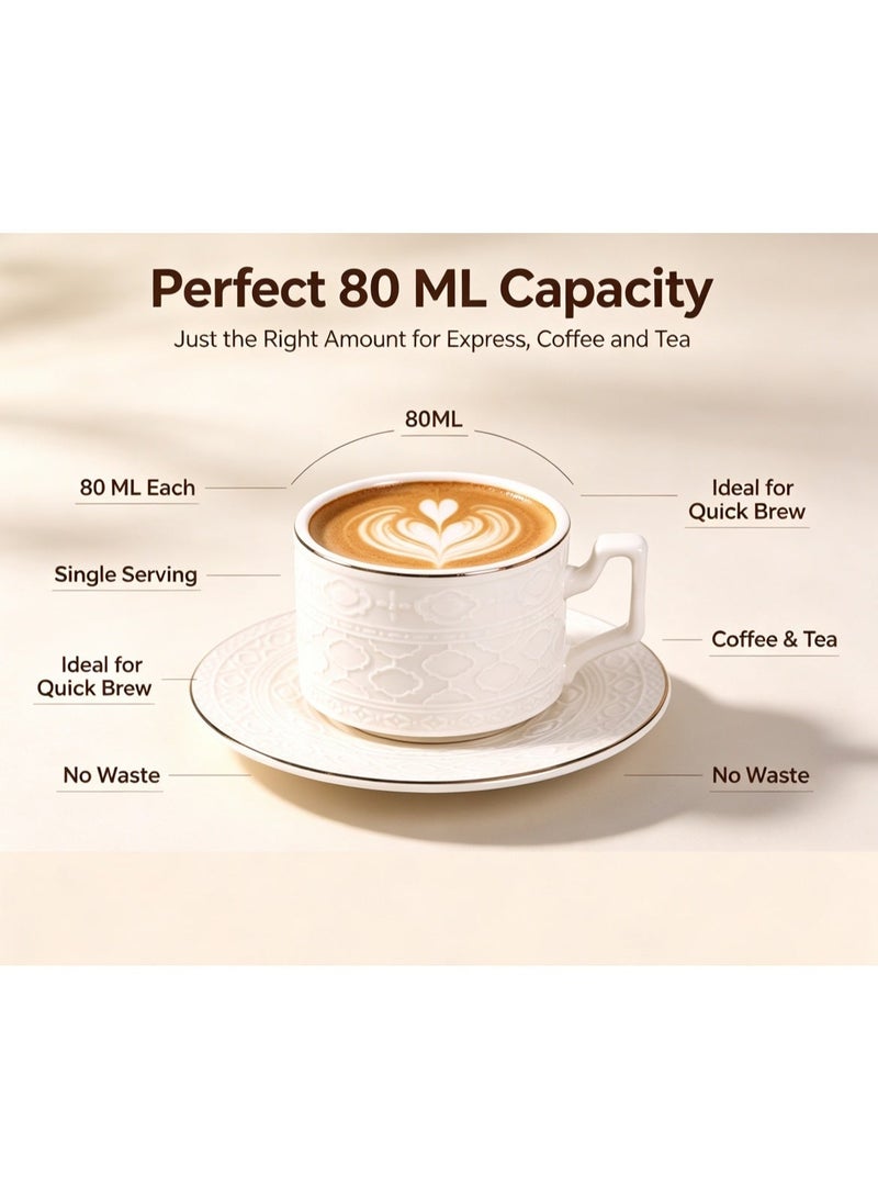 OASIS-TH 6 Sets Of Luxury Porcelain Turkish Coffee Cup Set Elegant Design Modern Espresso Cup Set Boutique Arabic Tea Cups Arabic Coffee Cup - Image 3