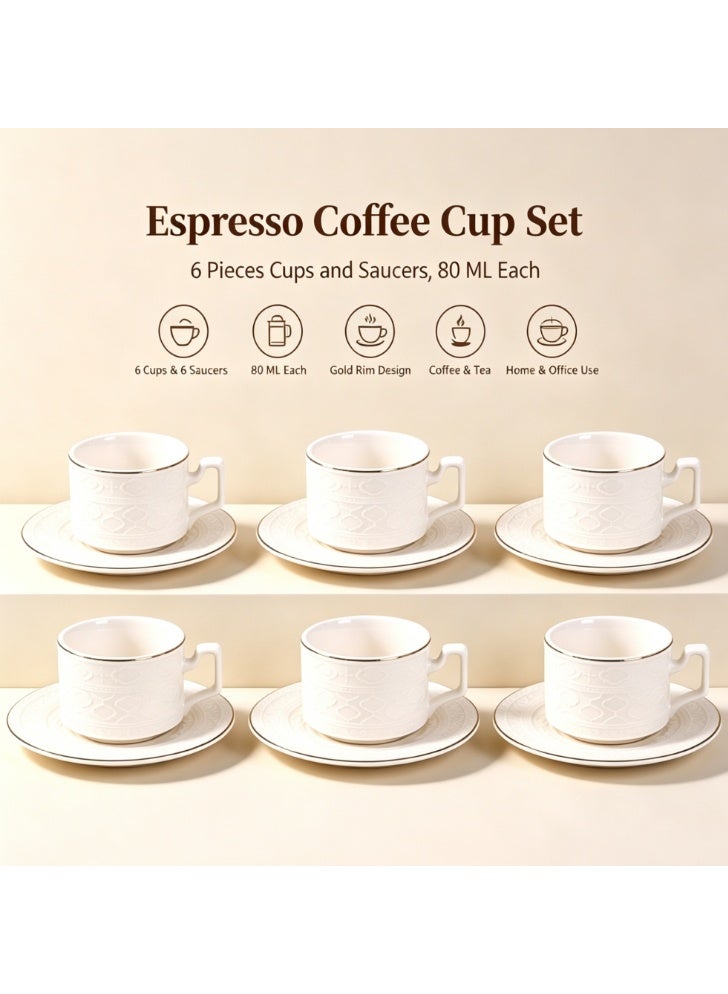 OASIS-TH 6 Sets Of Luxury Porcelain Turkish Coffee Cup Set Elegant Design Modern Espresso Cup Set Boutique Arabic Tea Cups Arabic Coffee Cup - Image 1