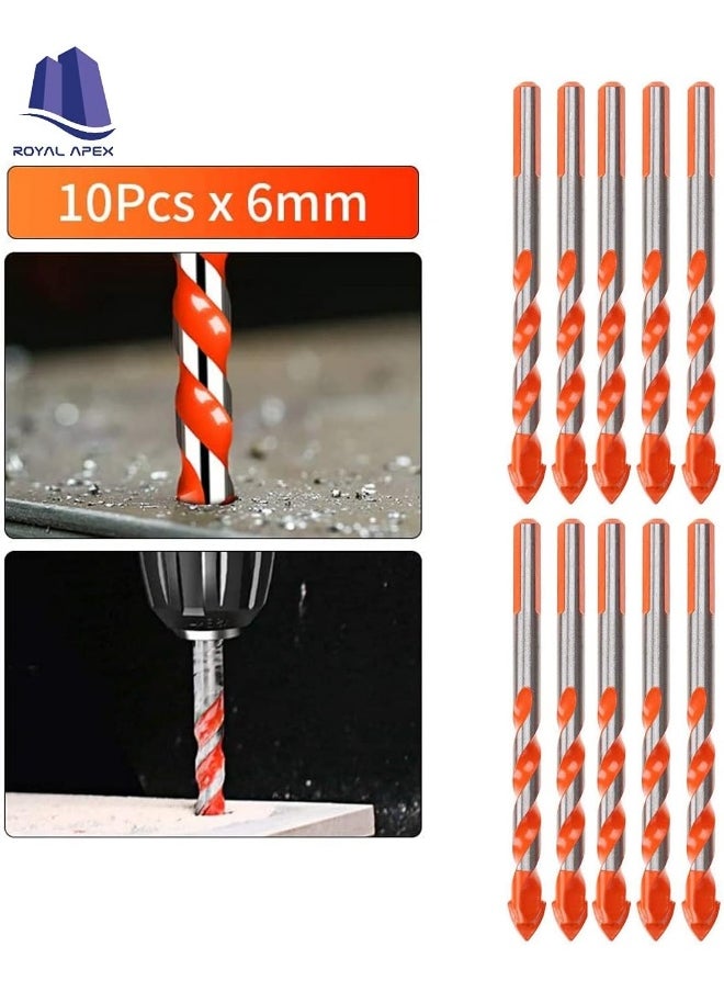 Royal Apex 10Pcs Ceramic Tile Drill Bit Set For Tile Brick Glass Plastic And Wood Concrete Drill Bit 6Mm  - Image 2