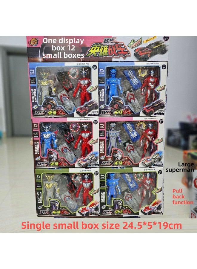 Children's Deformation Toy Robot Wasp Ares Dinosaur Boy Autobots Optimus Model School Institutional Gifts-Color:Double Superman Pull Back Chariot Set - Image 1