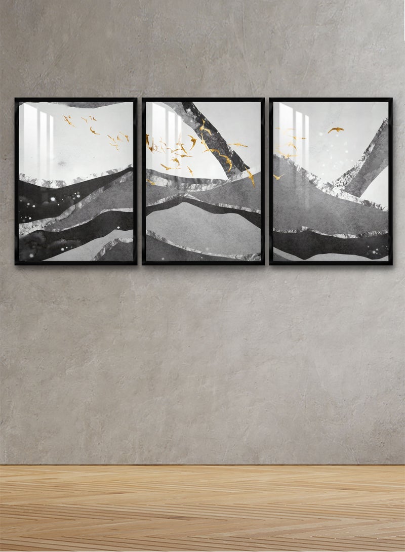 Marktna Three Wall Panels 120x60cm With an Abstract Design Black Frame And a Transparent Acrylic Layer 0.5kg  - Image 1