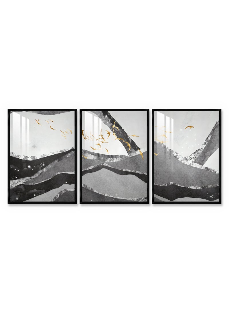Marktna Three Wall Panels 120x60cm With an Abstract Design Black Frame And a Transparent Acrylic Layer 0.5kg  - Image 2