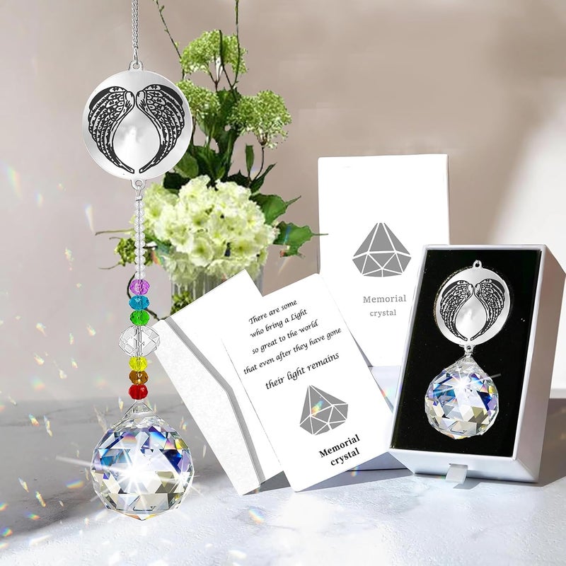 Persofine Memorial Gifts Crystal Suncatcher,Unique Sympathy Gifts for Loss of Loved One,Rainbow Maker Bereavement Gifts Box for Loss of Father Mom Dad Son Daughter Husband Brother Grandmother (Wing) - Image 1
