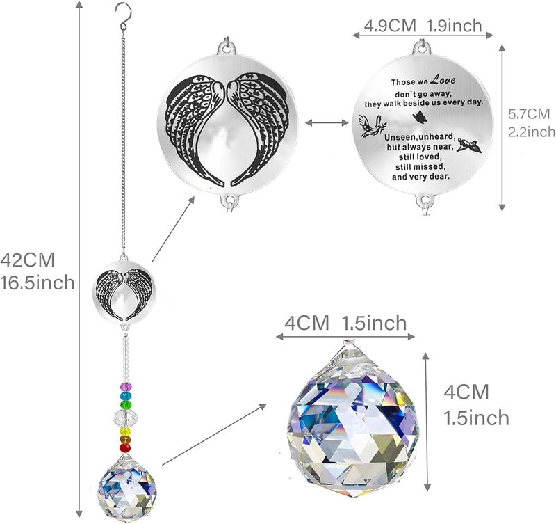 Persofine Memorial Gifts Crystal Suncatcher,Unique Sympathy Gifts for Loss of Loved One,Rainbow Maker Bereavement Gifts Box for Loss of Father Mom Dad Son Daughter Husband Brother Grandmother (Wing) - Image 2