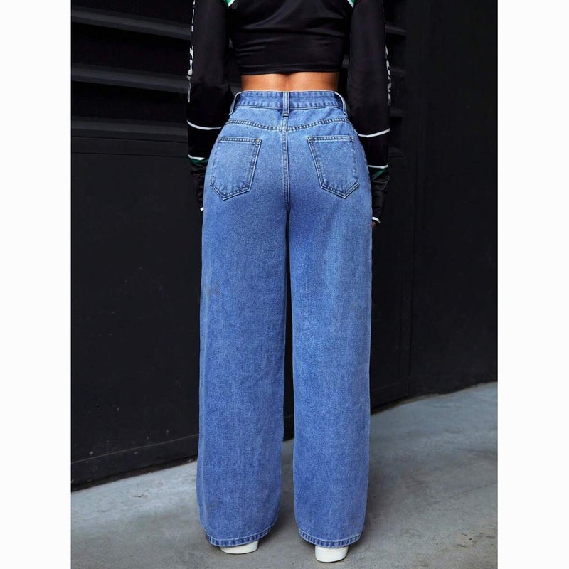 Large Size Black Micro-Flared Jeans For Women New Elastic High-Waisted Loose Slimming Horseshoe Pants - Image 4
