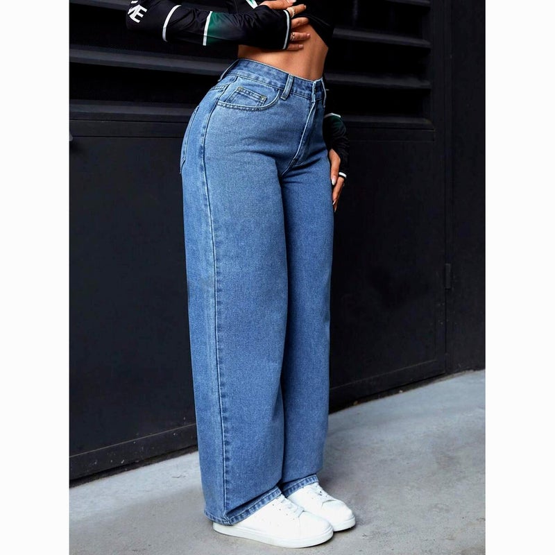 Large Size Black Micro-Flared Jeans For Women New Elastic High-Waisted Loose Slimming Horseshoe Pants - Image 5