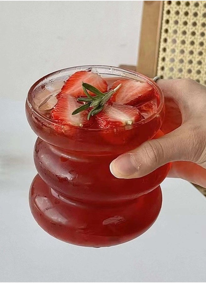 Ripple Water Glasses,Hot and Cold Resistant Drinking Water Cups Glass Clear 9.5 x8.8 cm
