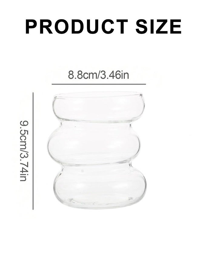Ripple Water Glasses,Hot and Cold Resistant Drinking Water Cups Glass Clear 9.5 x8.8 cm