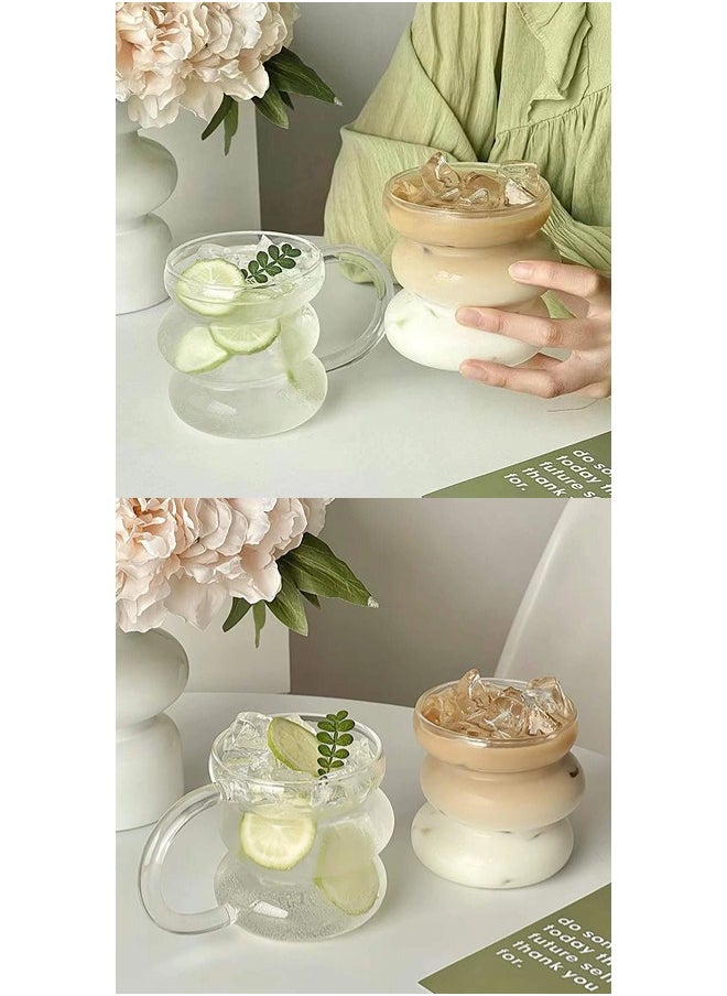 Ripple Water Glasses,Hot and Cold Resistant Drinking Water Cups Glass Clear 9.5 x8.8 cm