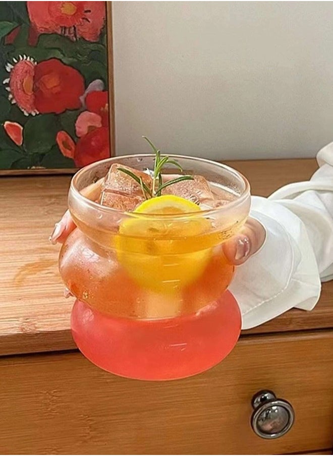 Ripple Water Glasses,Hot and Cold Resistant Drinking Water Cups Glass Clear 9.5 x8.8 cm
