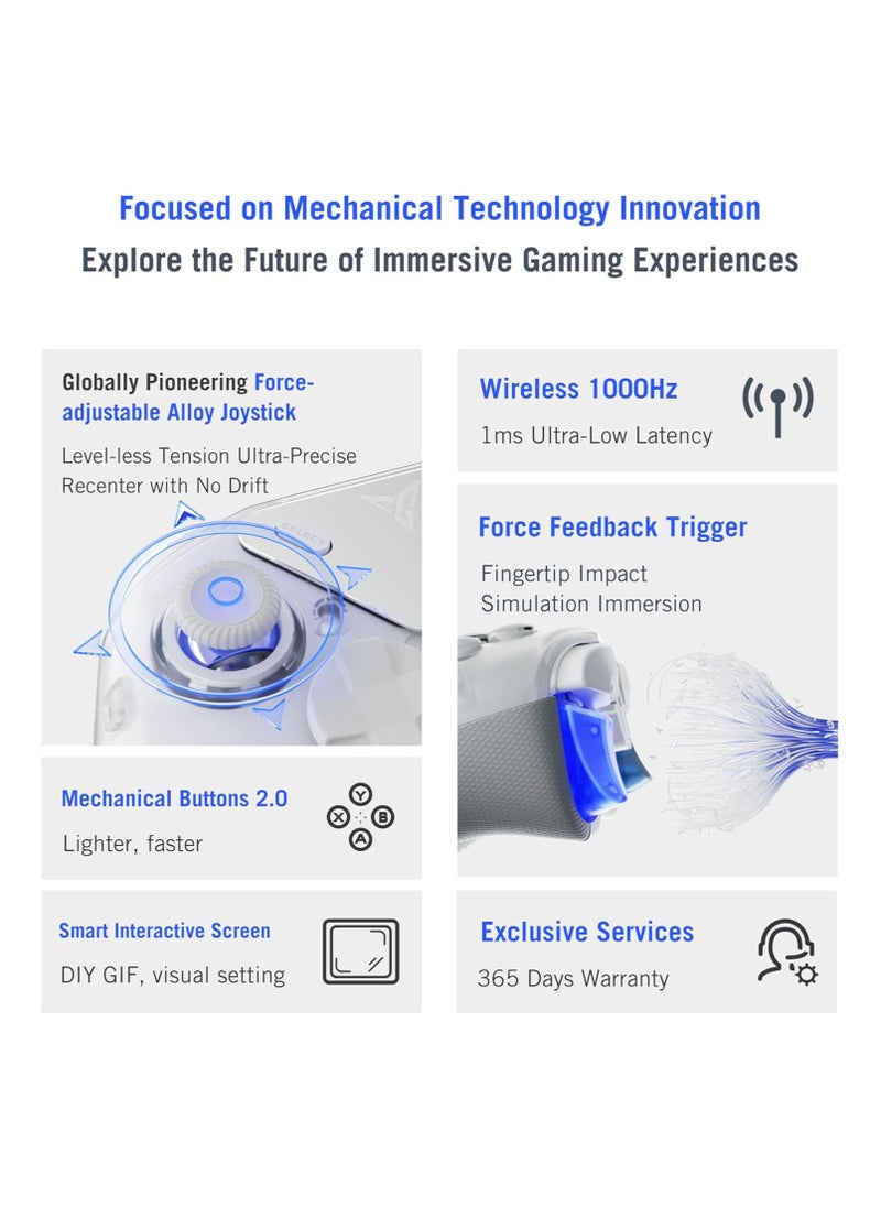 FlyDigi - FLYDIGI APEX 4 Wireless PC Controller Force Feedback Trigger Force-Adjustable Alloy Joysitck Full-Color LED Display 1500mAh 1000hz Report Rate Stereo Vibration PC/NS/Mobile/TV/Android/IOS Native - Image 1