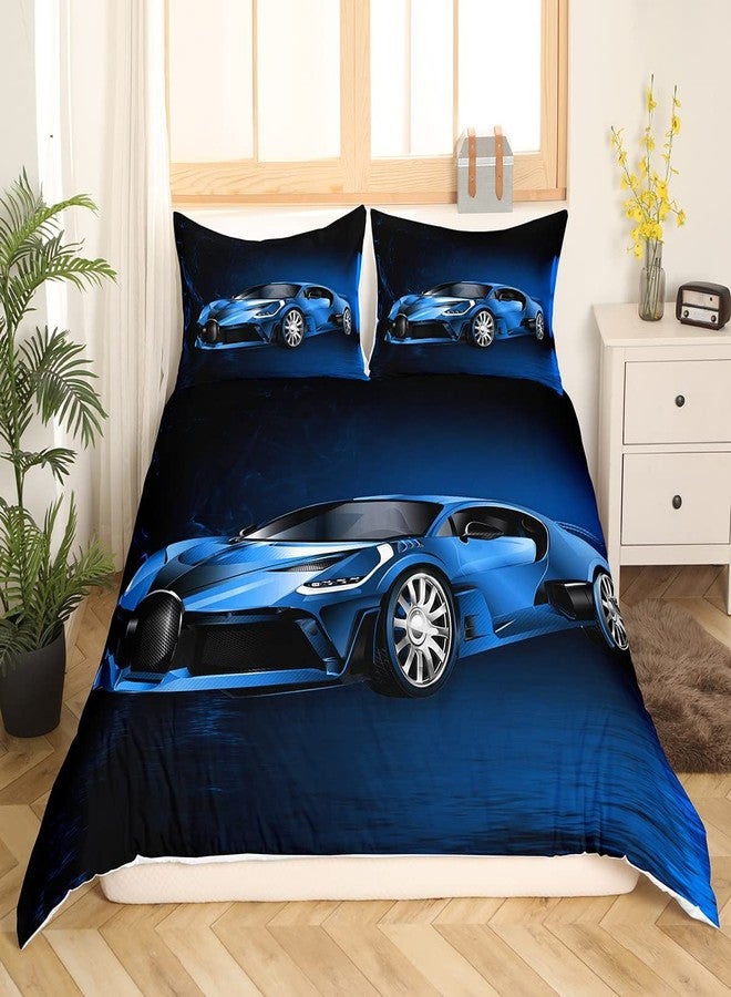 Feelyou Sports Duvet Cover Set Blue Race Car Bedding Set for Kids Extreme Sports Comforter Cover Cool Speed Luxury Car Decor Quilt Cover with 1 Pillowcase 2Pcs Twin Bedding - Image 1