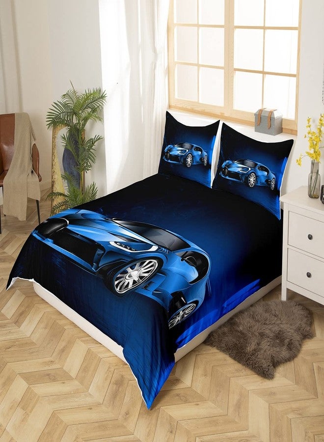 Feelyou Sports Duvet Cover Set Blue Race Car Bedding Set for Kids Extreme Sports Comforter Cover Cool Speed Luxury Car Decor Quilt Cover with 1 Pillowcase 2Pcs Twin Bedding - Image 2