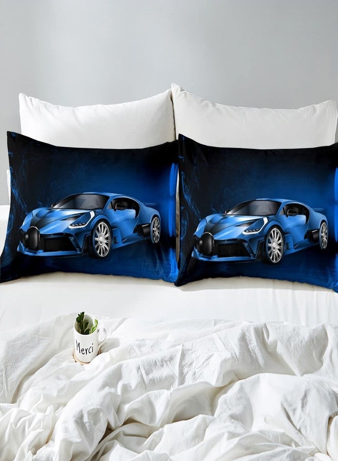 Feelyou Sports Duvet Cover Set Blue Race Car Bedding Set for Kids Extreme Sports Comforter Cover Cool Speed Luxury Car Decor Quilt Cover with 1 Pillowcase 2Pcs Twin Bedding - Image 5