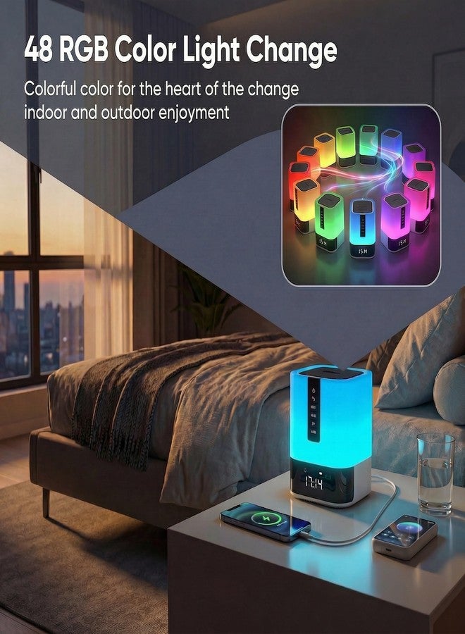 Hetyre Night Light Bluetooth Speaker, 5 in 1 Touch Control Bedside Lamp Dimmable Multi-Color Changing, Bedroom Alarm Clock, Best Birthday Gift Ideas for 10 11 12 13 14 Year Old Teenage Girls/Boys - Image 2