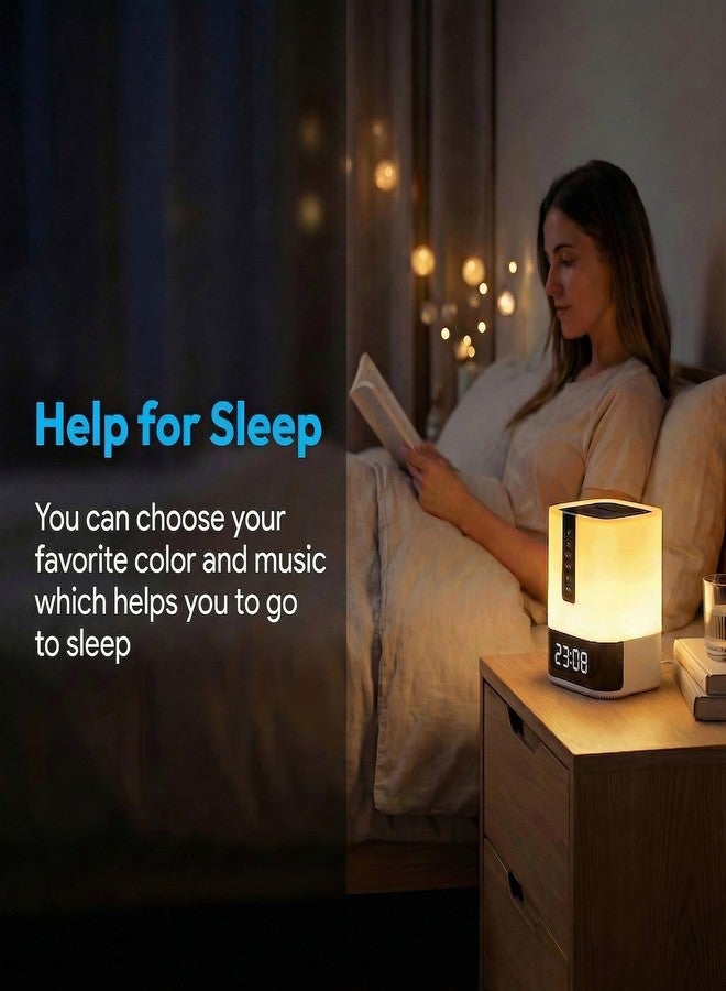Hetyre Night Light Bluetooth Speaker, 5 in 1 Touch Control Bedside Lamp Dimmable Multi-Color Changing, Bedroom Alarm Clock, Best Birthday Gift Ideas for 10 11 12 13 14 Year Old Teenage Girls/Boys - Image 4