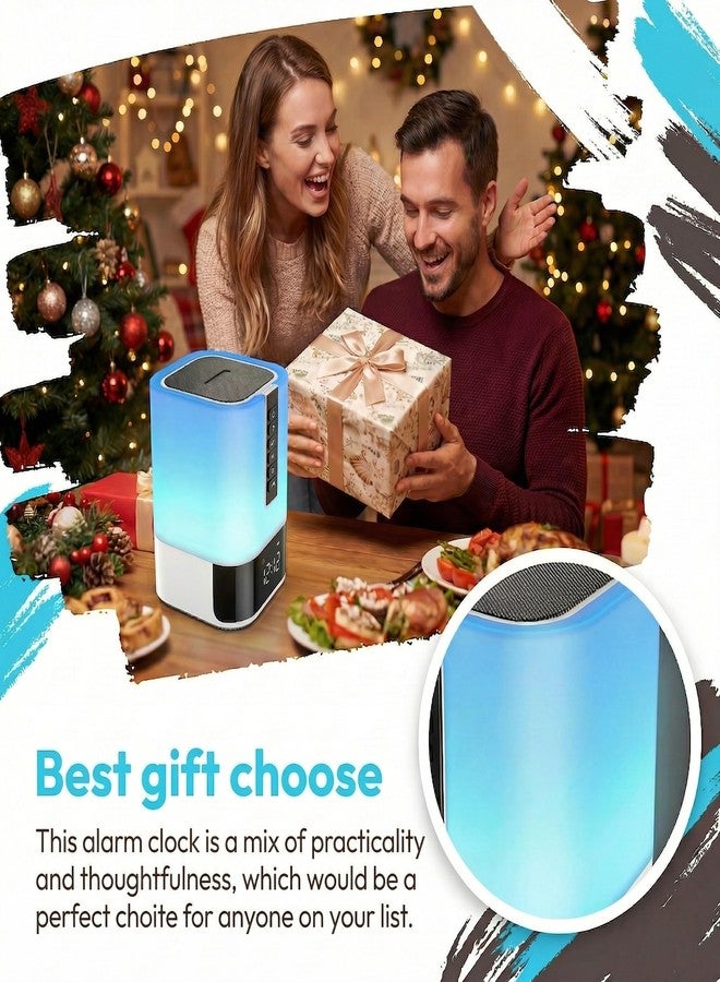 Hetyre Night Light Bluetooth Speaker, 5 in 1 Touch Control Bedside Lamp Dimmable Multi-Color Changing, Bedroom Alarm Clock, Best Birthday Gift Ideas for 10 11 12 13 14 Year Old Teenage Girls/Boys - Image 5