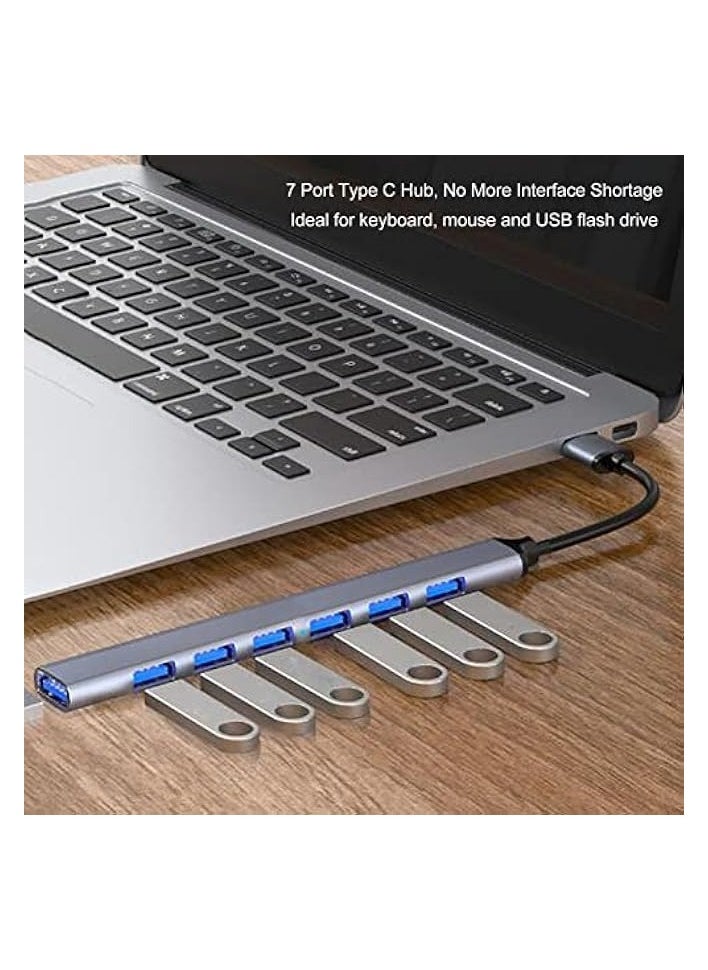 erorex - USB C Hub, Multi Port USB Type C Hub, USB Splitter Adapter, 7 in 1 USB C to HDMI Hub Dongle with USB 3.0 Data Ports for PC Laptop Phone - Image 1