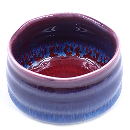 ANCLLO Authentic Japanese Traditional Tea Ceremony Matcha Bowl Chawan Handcrafted in Japan Purple Red Glaze