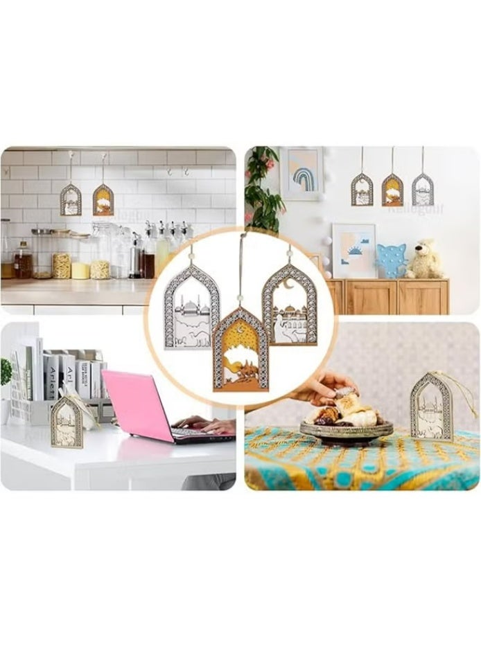 3PCS Ramadan Table Decor with Ropes, Eid Mubarak Table Decorations, Traditional Islamic Decorative Signs for Home, Office, Party - Image 3