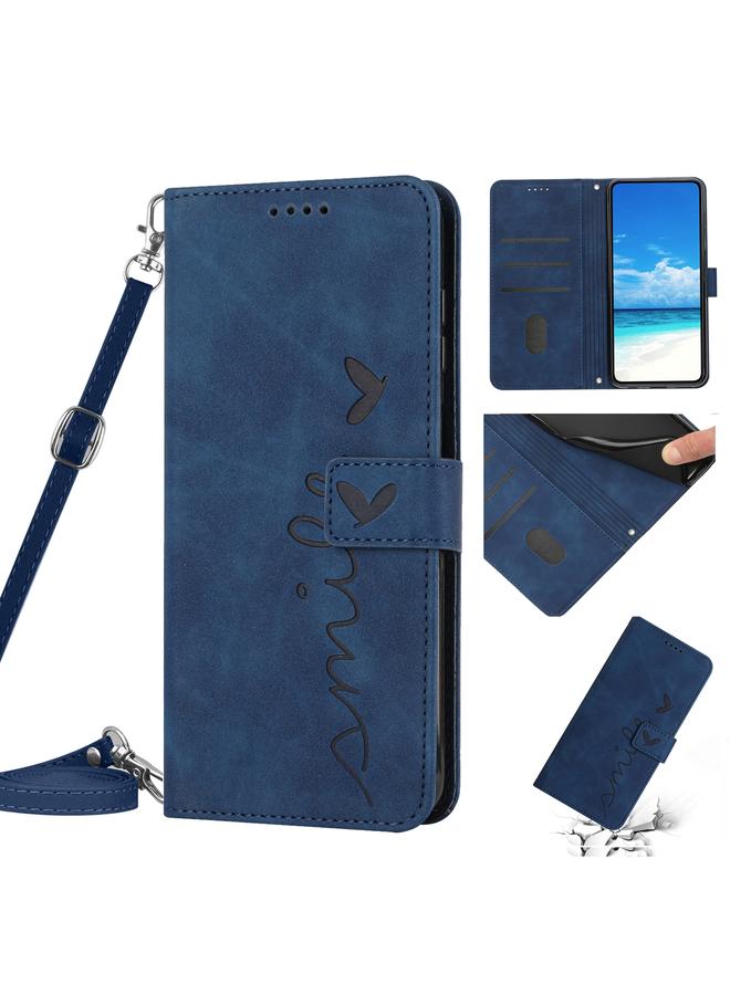 S-TOP Case For Samsung Galaxy A02S 166MM US Version Skin Feel Heart Pattern Leather Phone Case With Lanyard - Image 1