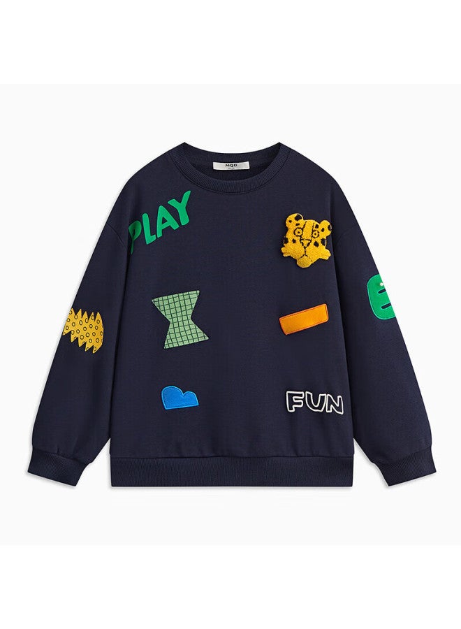 Mqd Children's Clothing Autumn Boys' 3d Printed Sweatshirt Suoluna Fun Multi-process Sweatshirt Navy Blue 120 - Image 3