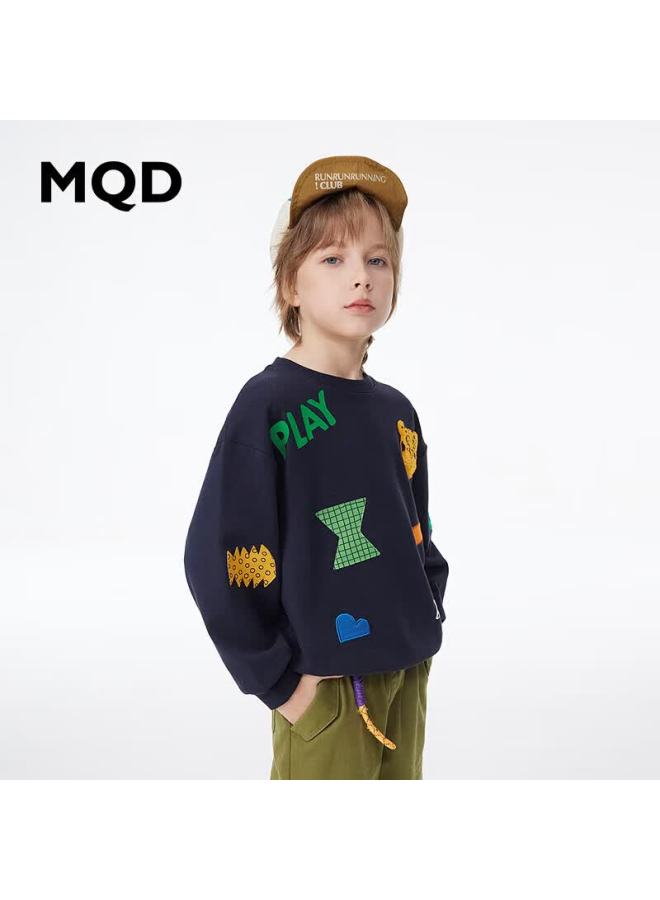 Mqd Children's Clothing Autumn Boys' 3d Printed Sweatshirt Suoluna Fun Multi-process Sweatshirt Navy Blue 120 - Image 1