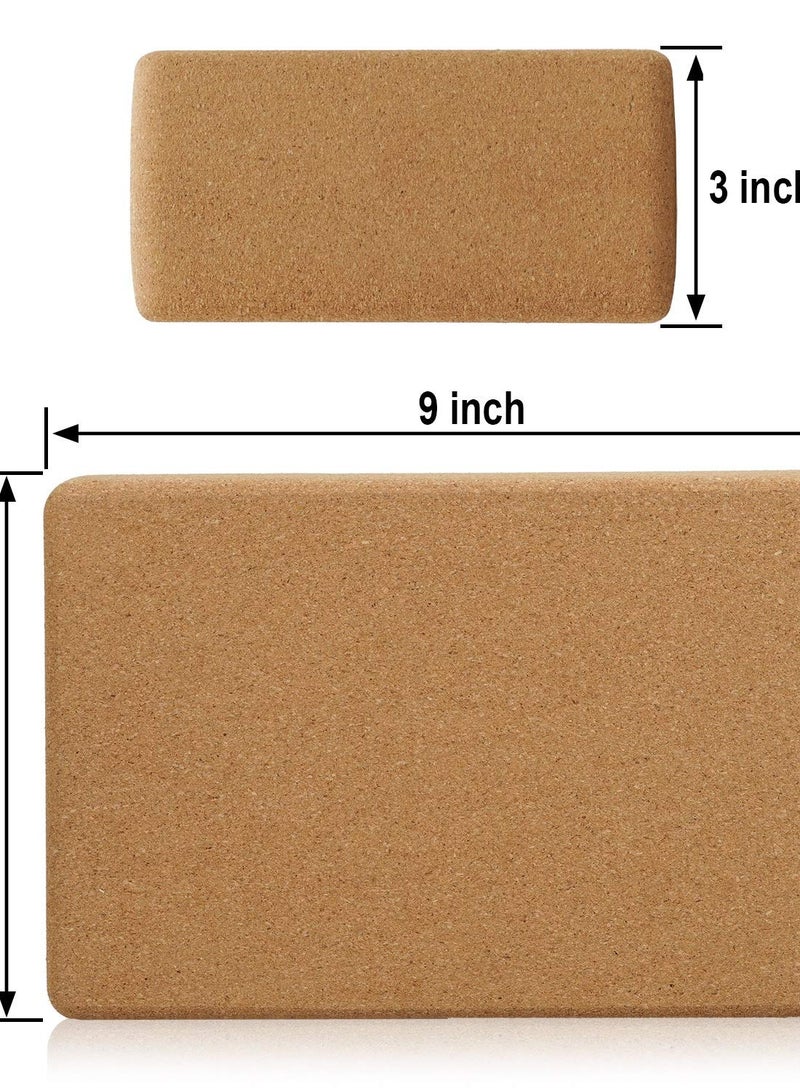 Excefore Cork Wood Yoga Blocks, Set of 2, Support Bricks for Deeper Poses, Strength, Balance, and Flexibility, Size: 9 x 5.9 x 3 inches - Image 2