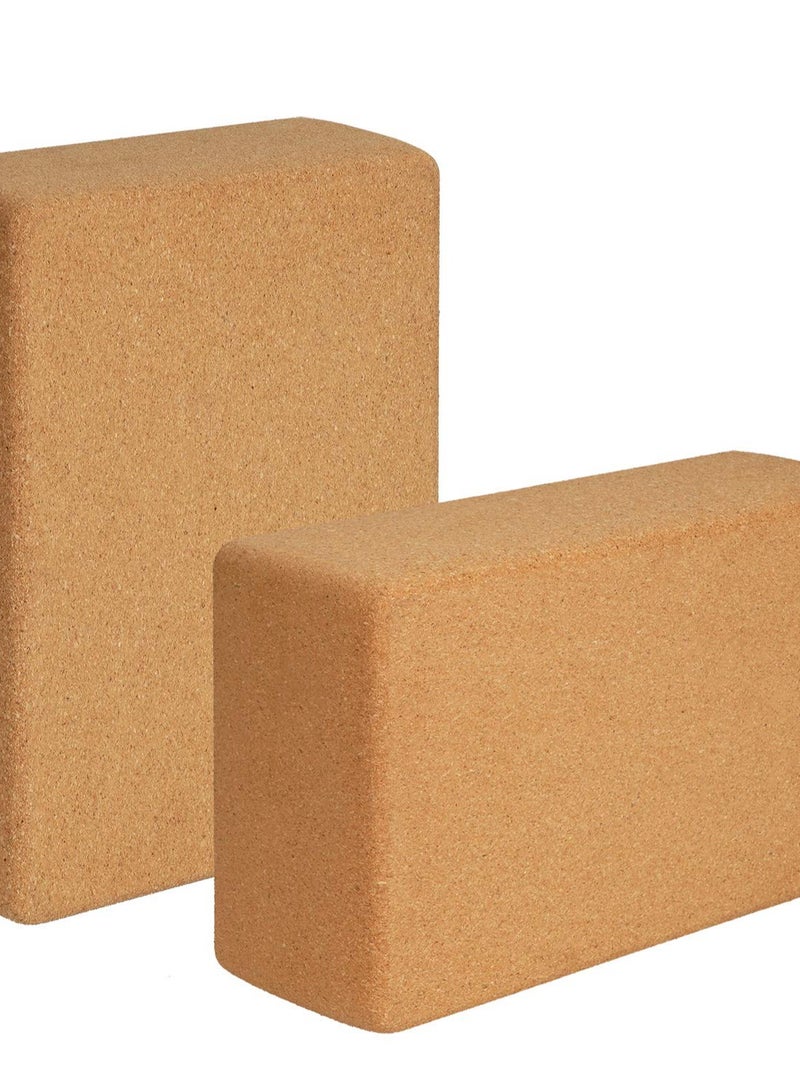 Excefore Cork Wood Yoga Blocks, Set of 2, Support Bricks for Deeper Poses, Strength, Balance, and Flexibility, Size: 9 x 5.9 x 3 inches - Image 1
