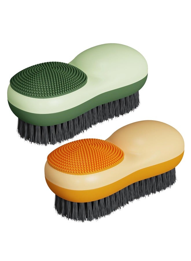 Laundry Brush, Double Bristles Multi-Functional Soft Rubber Underwear Cleaning Brush Artifact Shoe Brush Soft Bristles Laundry Brush (Two)  - Image 1