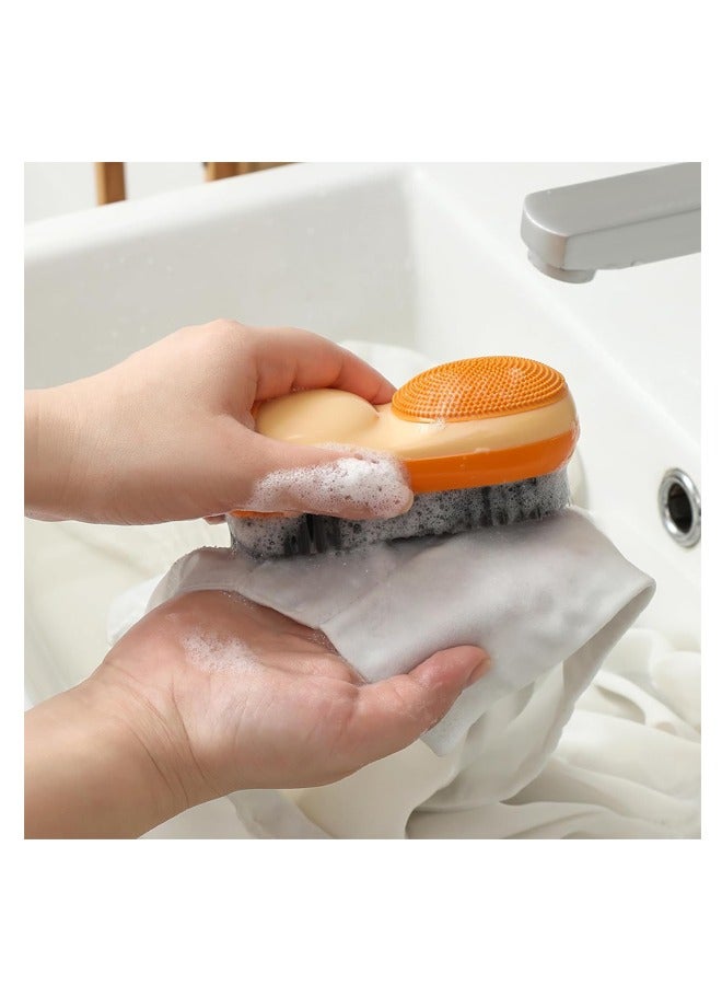 Laundry Brush, Double Bristles Multi-Functional Soft Rubber Underwear Cleaning Brush Artifact Shoe Brush Soft Bristles Laundry Brush (Two)  - Image 2
