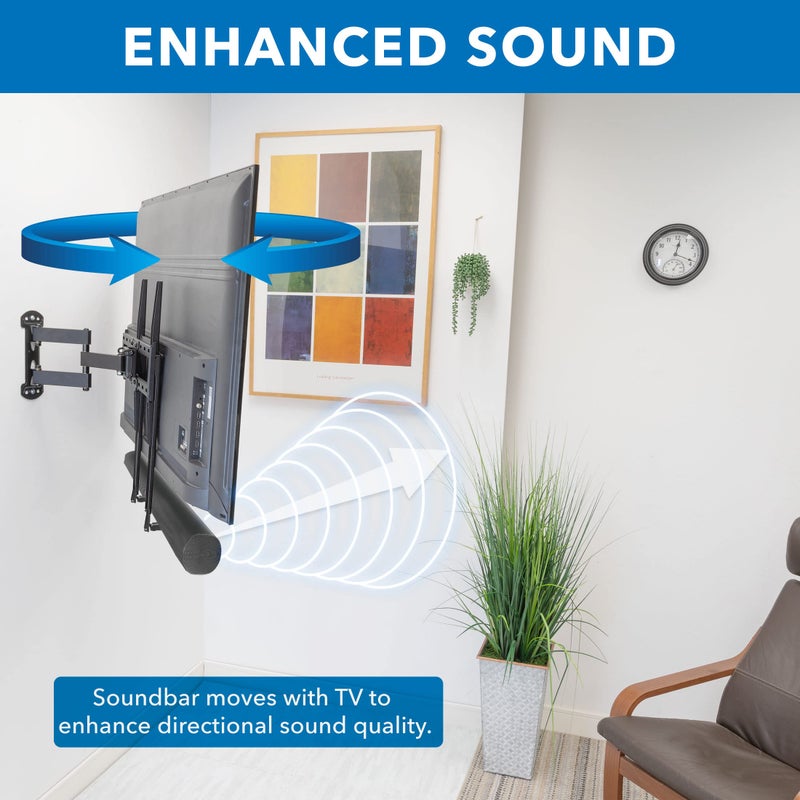 Mount-It! Soundbar Mount for TV and Wall Mounting | 2-in-1 Soundbar Bracket for Back of TV or Wall Mount Installation | Universal Base Fits All Soundbars - Image 5