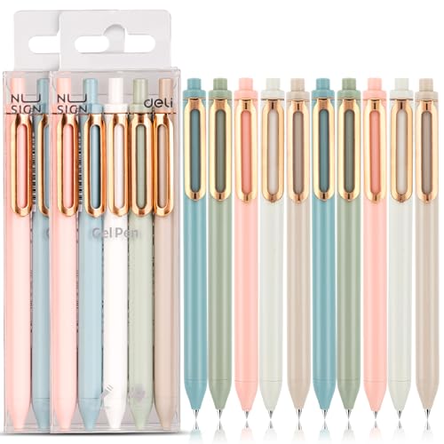 NUSIGN Gel Pens, 10 Pcs 0.5mm Retractable Black Ink Fine Point Rolling Ball Gel Pen, Smooth Writing No Bleed for Journaling Note Taking, Home School Office Supplies - Image 1