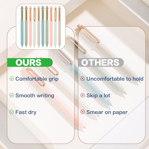 NUSIGN Gel Pens, 10 Pcs 0.5mm Retractable Black Ink Fine Point Rolling Ball Gel Pen, Smooth Writing No Bleed for Journaling Note Taking, Home School Office Supplies - Image 4