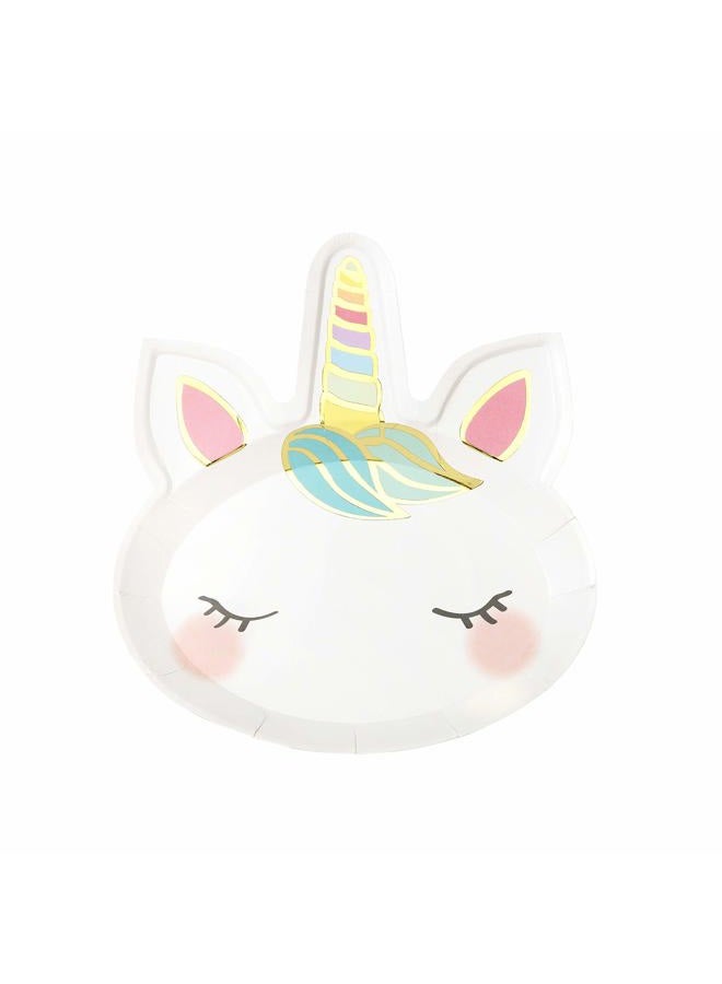 Talking Tables We Heart Unicorns Face Shaped Paper Plates 8-Pack, White - Image 1