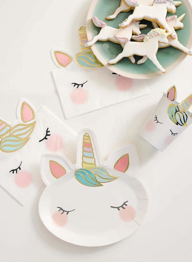Talking Tables We Heart Unicorns Face Shaped Paper Plates 8-Pack, White - Image 2