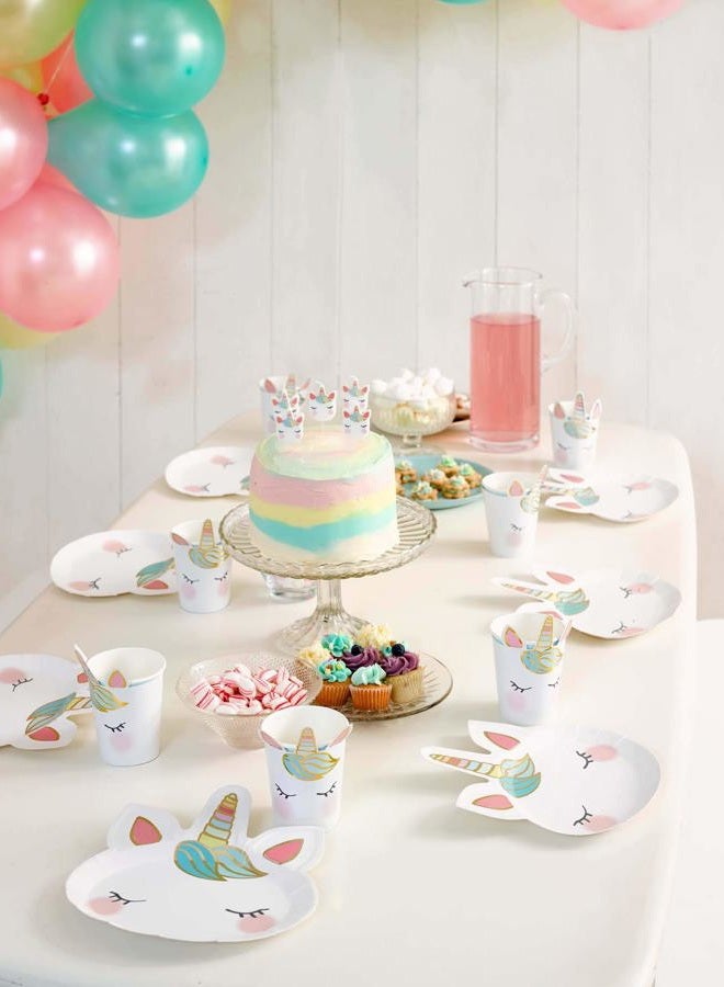Talking Tables We Heart Unicorns Face Shaped Paper Plates 8-Pack, White - Image 3
