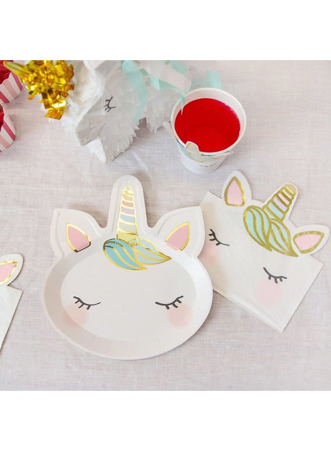 Talking Tables We Heart Unicorns Face Shaped Paper Plates 8-Pack, White - Image 4