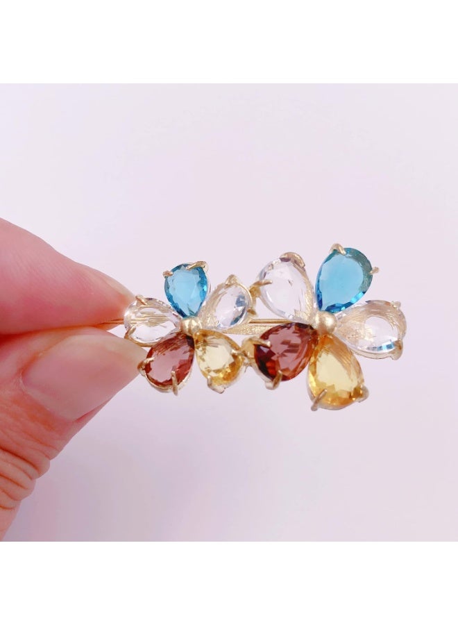 3 قطع من الأحجار الكريمة الشفافة الملونة الشفافة مشابك شعر صغيرة صغيرة مزينة بمشابك شعر صغيرة للشعر الرقيق للنساء - Image 5