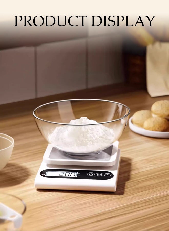 DUNISO ميزان مطبخ رقمي، ميزان طعام للخبز والطهي، ميزان إلكتروني صغير، مع شاشة LCD، مع صينية، كوب قياس وفاصل بياض البيض، لوحة فولاذية مقاومة للماء، إيقاف تلقائي، شحن USB، للطهي والخبز وتحضير الوجبات في المطبخ - Image 4