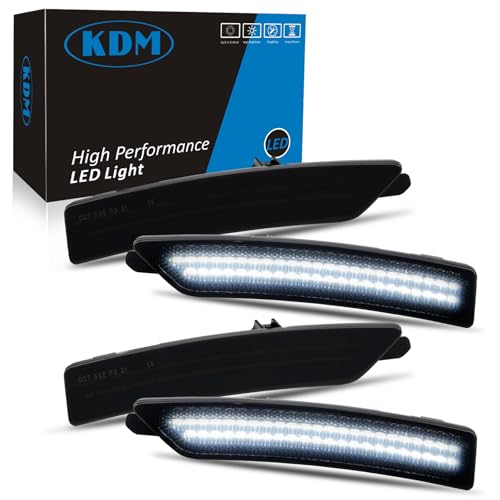KDM LED Smoked Lens Fender Side Marker Reflectors Lights Dual Rows Bright White Compatible for 2024Up Ford Mustang Gen7S650Assembly Front Rear Side Bumper Marker LightsPack of 4 - Image 1