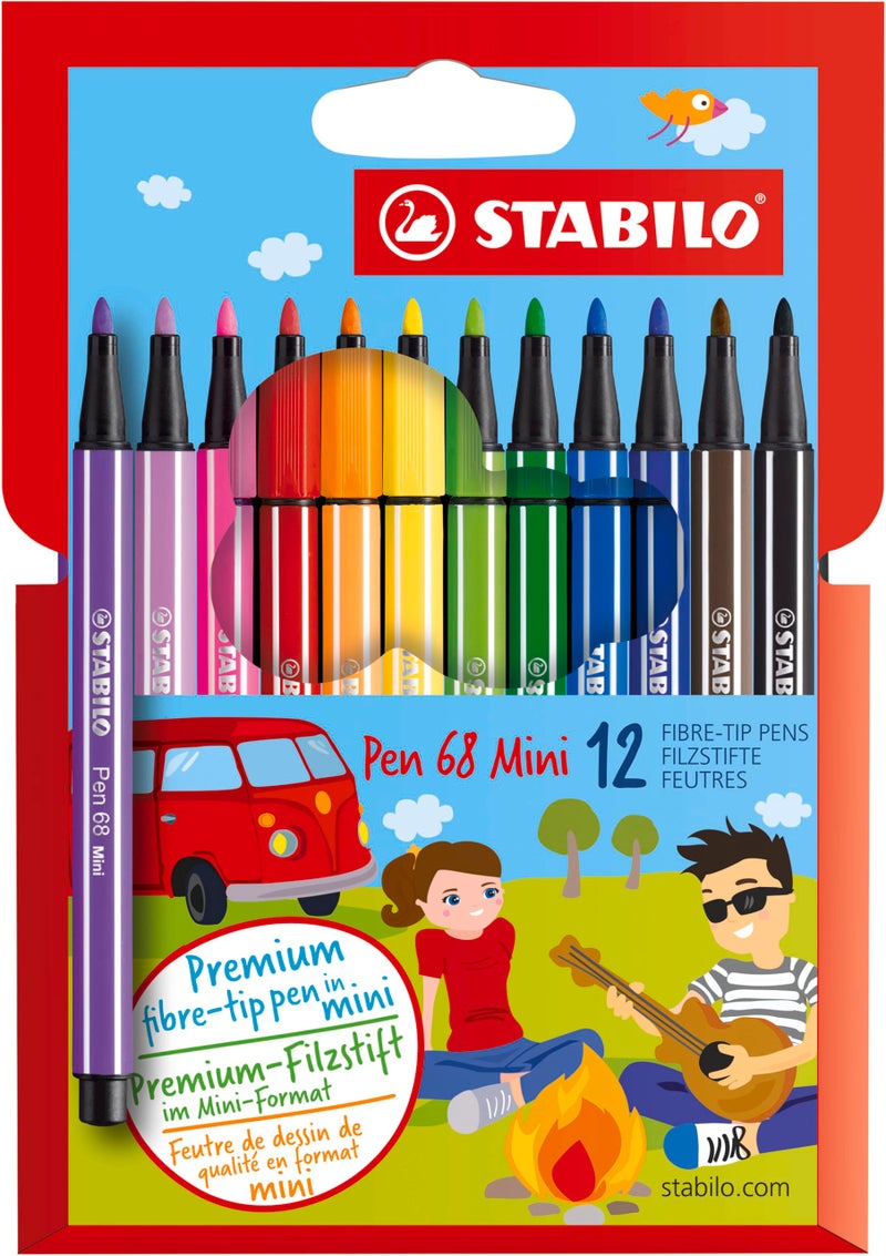 STABILO Pen 68 Mini Sketch Pen Set - Pack of 12 (Multicolour) - Image 1
