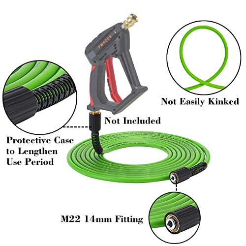 PWACCS Pressure Washer Hose for Power Washer – 3600 PSI High Pressure Replacement Hose – 1/4" x 25 FT Flexible Power Washing Extension Hose – Compatible with M22 Fittings - Image 2