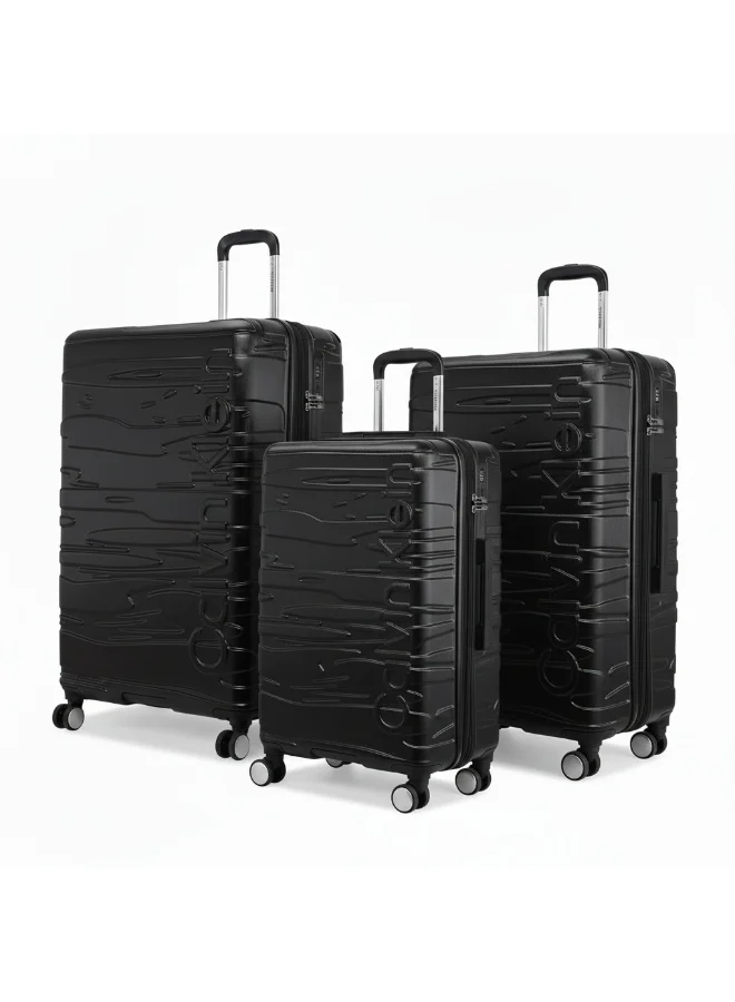 Calvin Klein Black Calvin Klein State Of Flow Hardside Luggage on Wheels for Unisex | Ultra Lightweight ABS with 4 Spinner Wheels | Color Black  | Best Price UAE