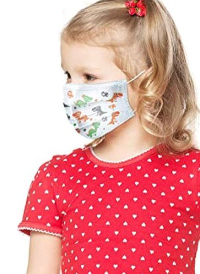 NIBEMINENT Pack Of 50 Dinosaur Print Disposable Multicolour Face Mask For Kids - Image 2