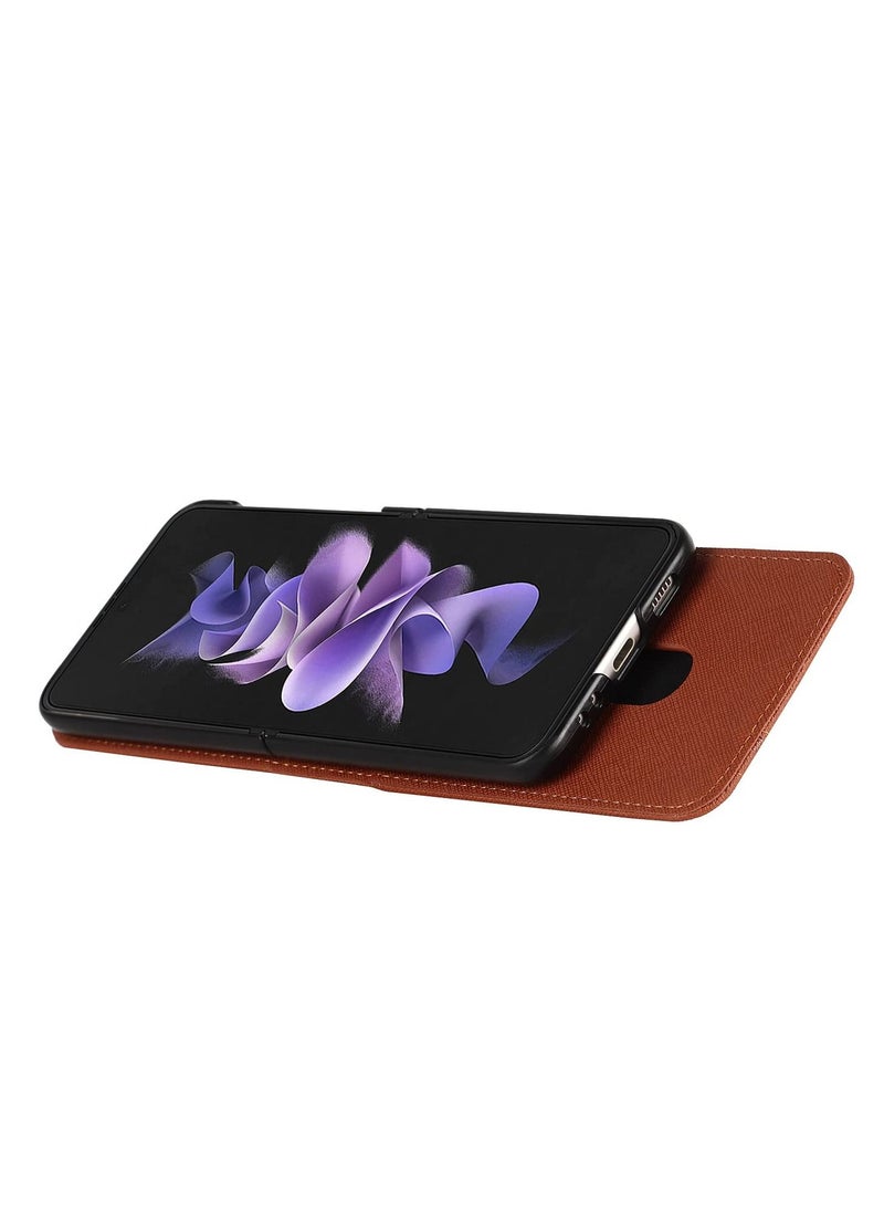 KASTWAVE Case for Galaxy Z Flip 3 5G, Compatible with Samsung Z Flip 3(2021) Leather Wallet Case, Adjustable Crossbody Lanyard Durable Card Slots Ultra Slim Luxury Cover for Samsung Galaxy Z Flip 3 (Brown) - Image 5