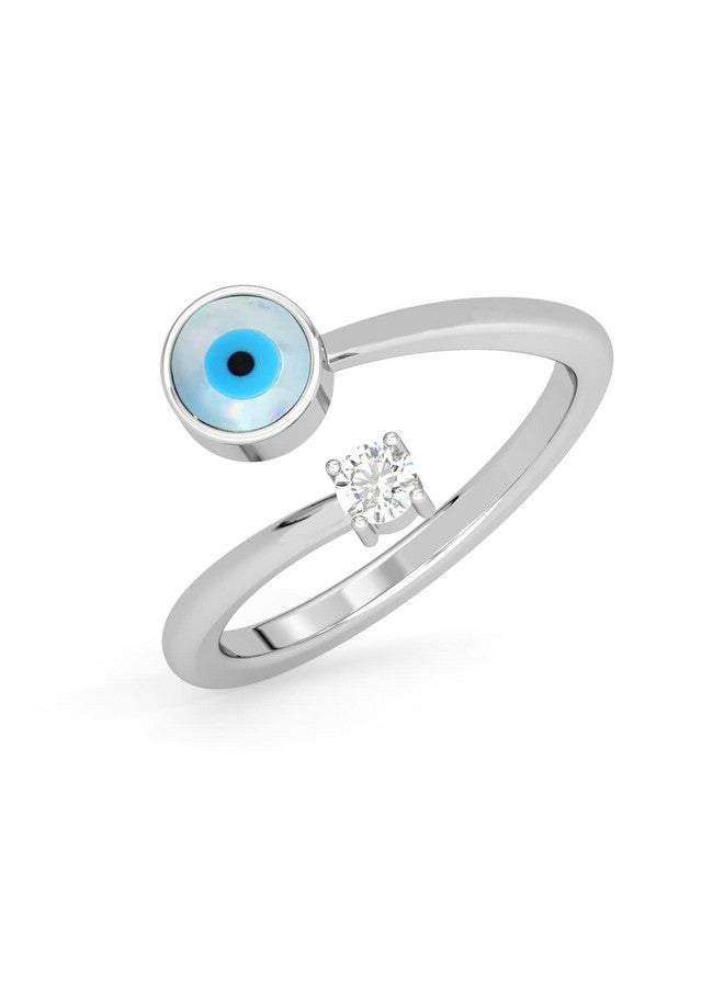 Clara Pure 925 Sterling Silver Evil Eye Finger Ring with Adjustable Band | Gift for Women Girls Wife Girlfriend | Swiss Zircon Rhodium Plated - Image 1