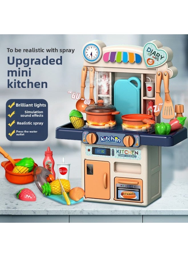 محاكاة لعب الأطفال منزل الصوت والضوء رذاذ الماء المطبخ الفاخرة محاكاة مجموعة أدوات المائدة بالجملة-اللون: جوهرة خضراء 33 قطعة رذاذ + منفذ المياه الصوتية البصرية - Image 2