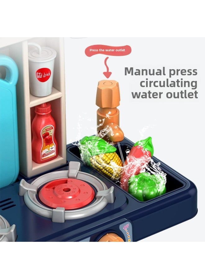 محاكاة لعب الأطفال منزل الصوت والضوء رذاذ الماء المطبخ الفاخرة محاكاة مجموعة أدوات المائدة بالجملة-اللون: جوهرة خضراء 33 قطعة رذاذ + منفذ المياه الصوتية البصرية - Image 5