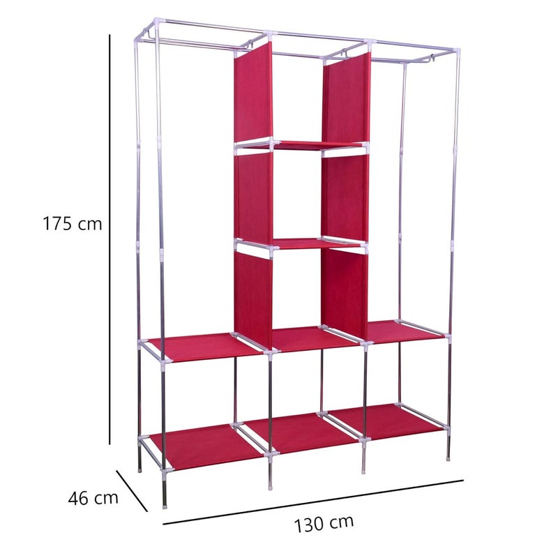 VipAsh VipAsh Advance 62 Shelves Design Cover Portable Collapsible Wardrobe for Storage Cloth Special for Hostel Boys and Girl and Using Household Used Accessories Standard Color Wine red  - Image 2